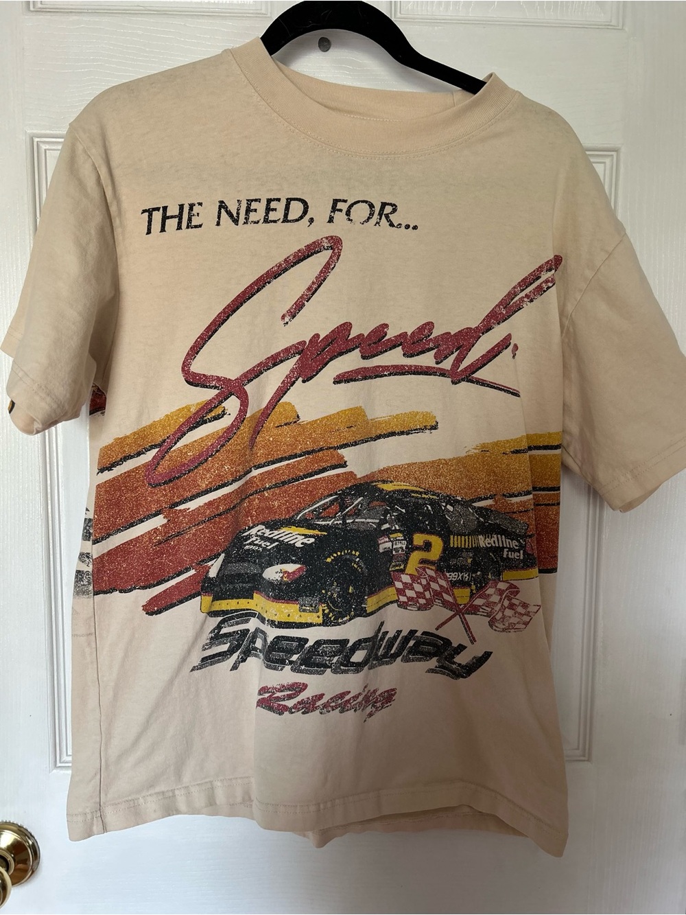 Pacsun Vintage-Style Beige 'Speed' Graphic Racing Tee Size Large